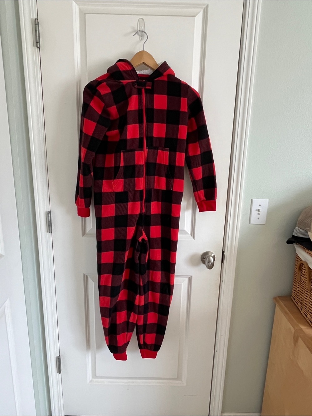 Gymboree Red and Black Buffalo Plaid Hooded One-Piece